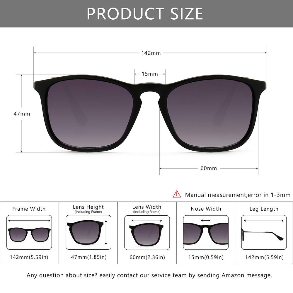 8339 Fashion Sunglasses Retro Style Square Sun Glasses UV400 Black Frame - Picture 5 of 6